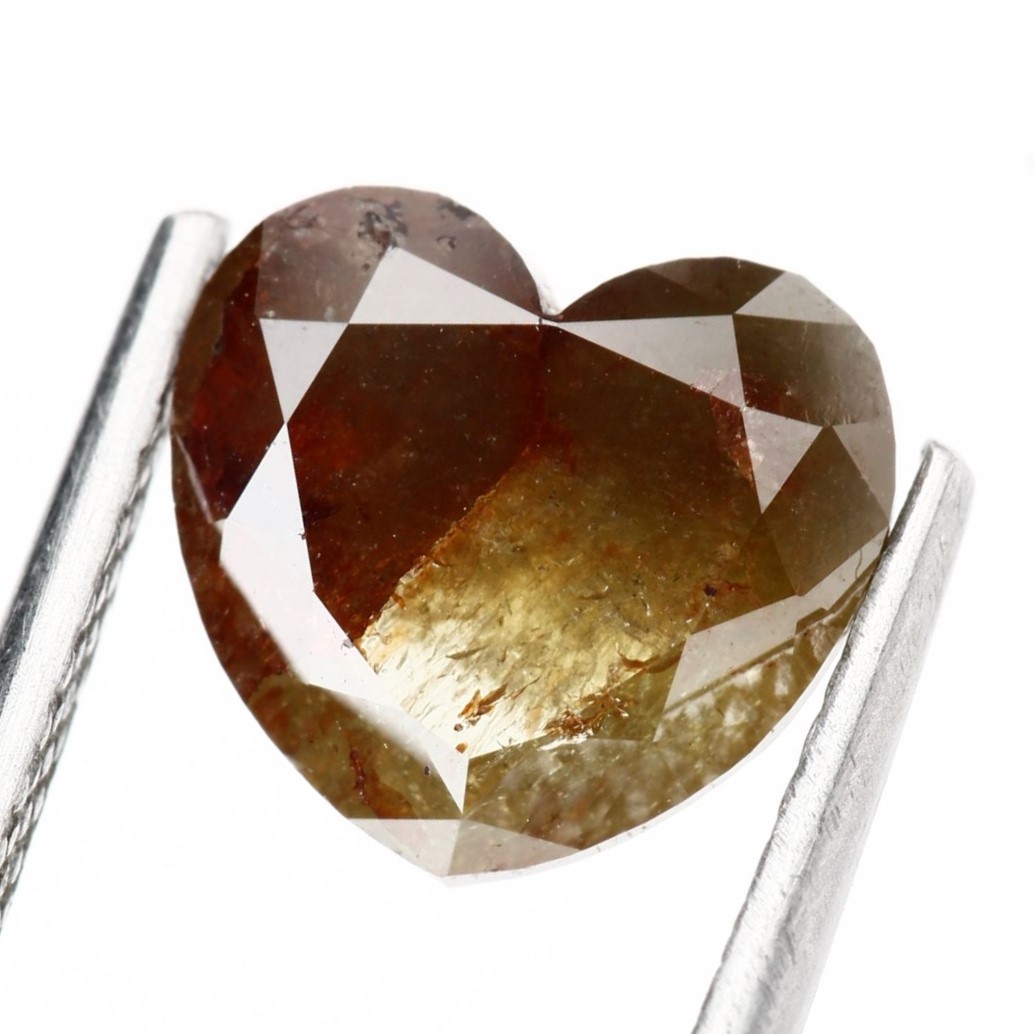 2.17 Carat Heart Shape Diamond Yellow Red Rustic Salt and Pepper Diamond For Engagement Ring 